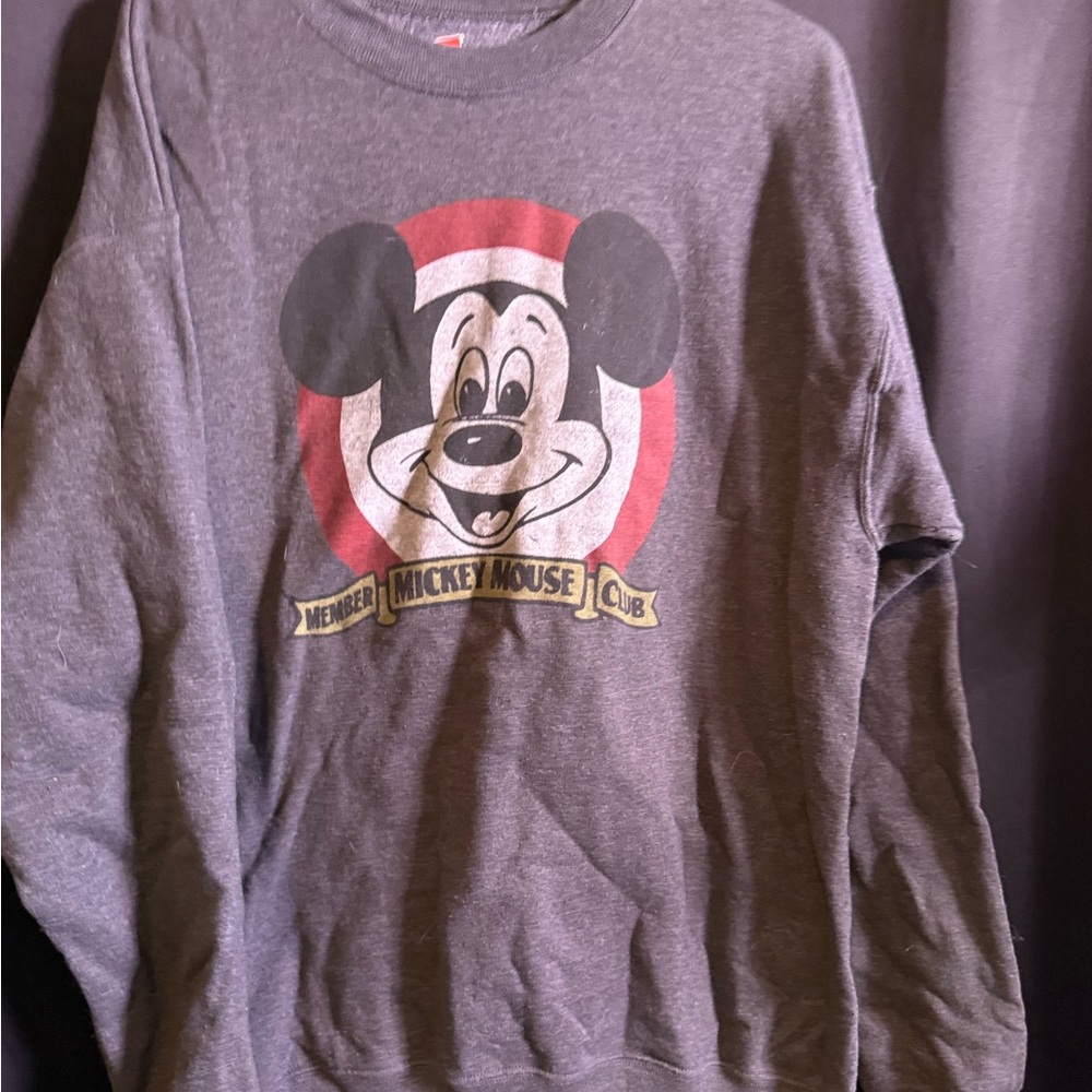 Hanes Gray Mickey Mouse Crewneck Sweater